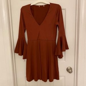 Burgundy Bell Sleeve Dress - Size Medium/Large